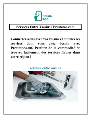 Services Entre Voisins | Prestatoc.com