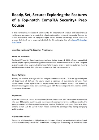 Exploring the Features of a Top-notch CompTIA Security  Prep Course.docx