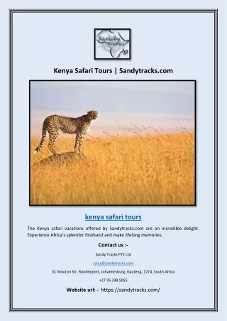 Kenya Safari Tours | Sandytracks.com