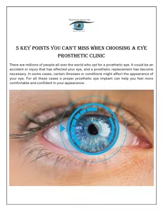 5 Key Points You Cant Miss When Choosing a Eye Prosthetic Clinic