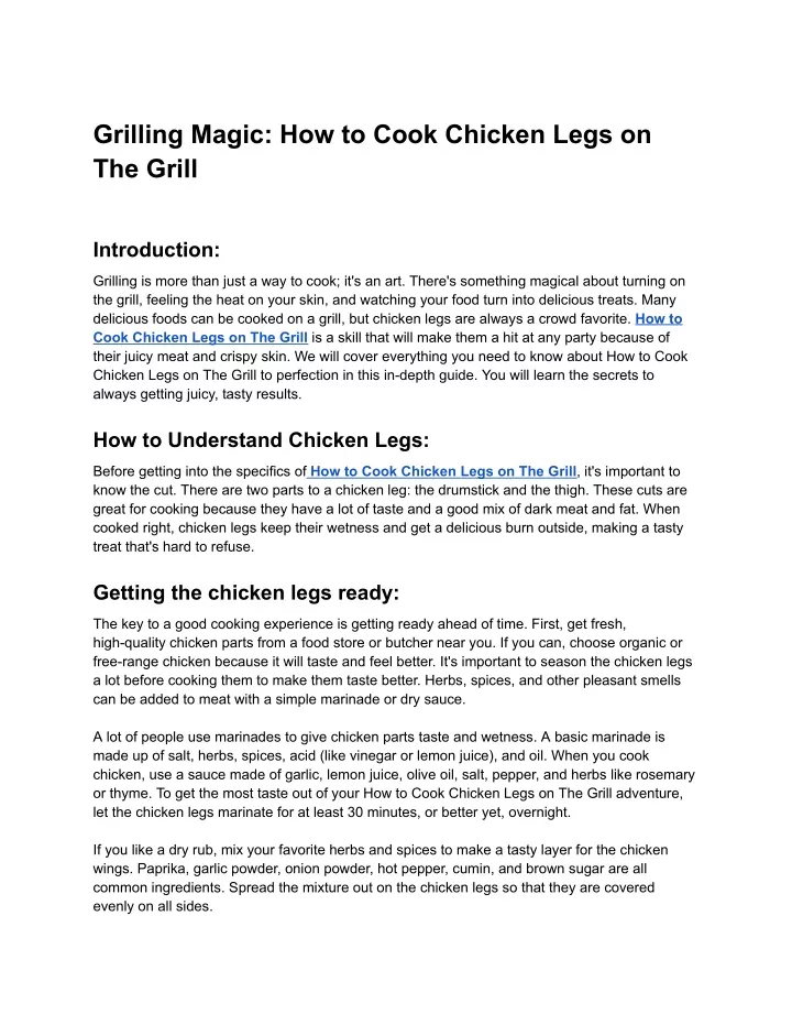 grilling magic how to cook chicken legs
