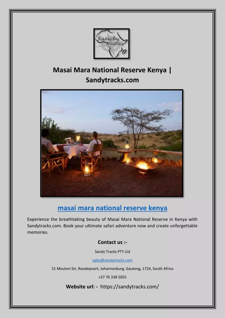 masai mara national reserve kenya sandytracks com