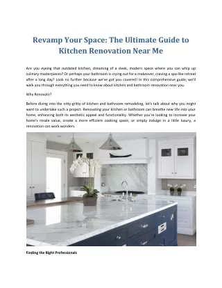 Revamp Your Space The Ultimate Guide to Kitchen Renovation Near Me