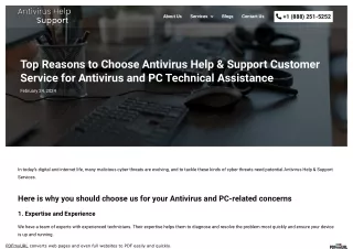 Top Reasons to Choose Antivirus Help & Support Customer Service for Antivirus