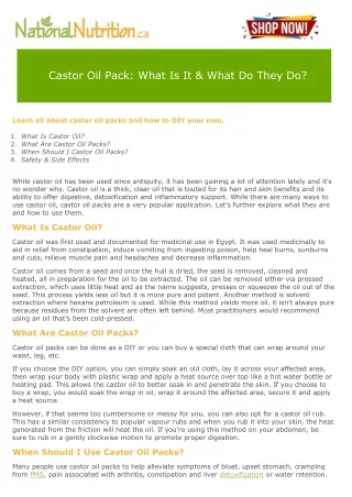 Castor Oil Pack What Is It & What Do They Do