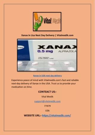 Xanax In Usa Next Day Delivery | Vitalmedik.com