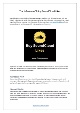 The Influence Of Buy SoundCloud Likes