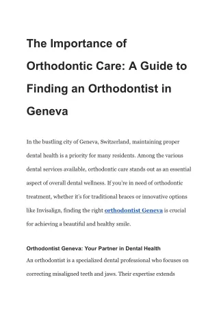 The Importance of Orthodontic Care_ A Guide to Finding an Orthodontist in Geneva