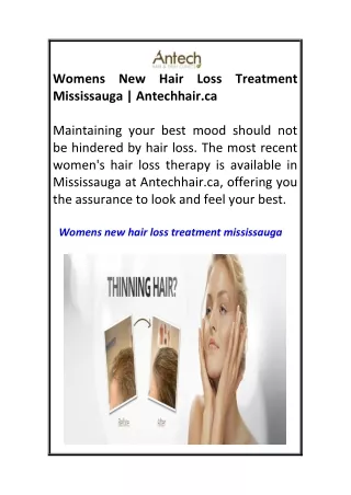 Womens New Hair Loss Treatment Mississauga Antechhair.ca