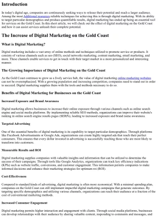 Releasing Your Possible: The Effect of Digital Marketing on the Gold Coast