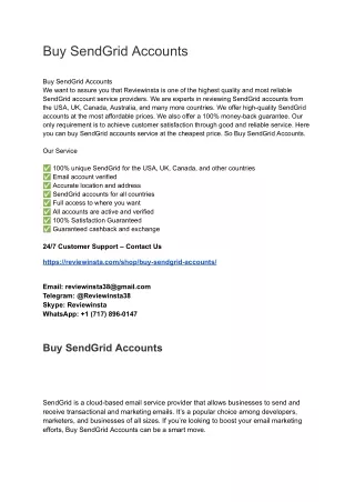 Buy SendGrid Accounts