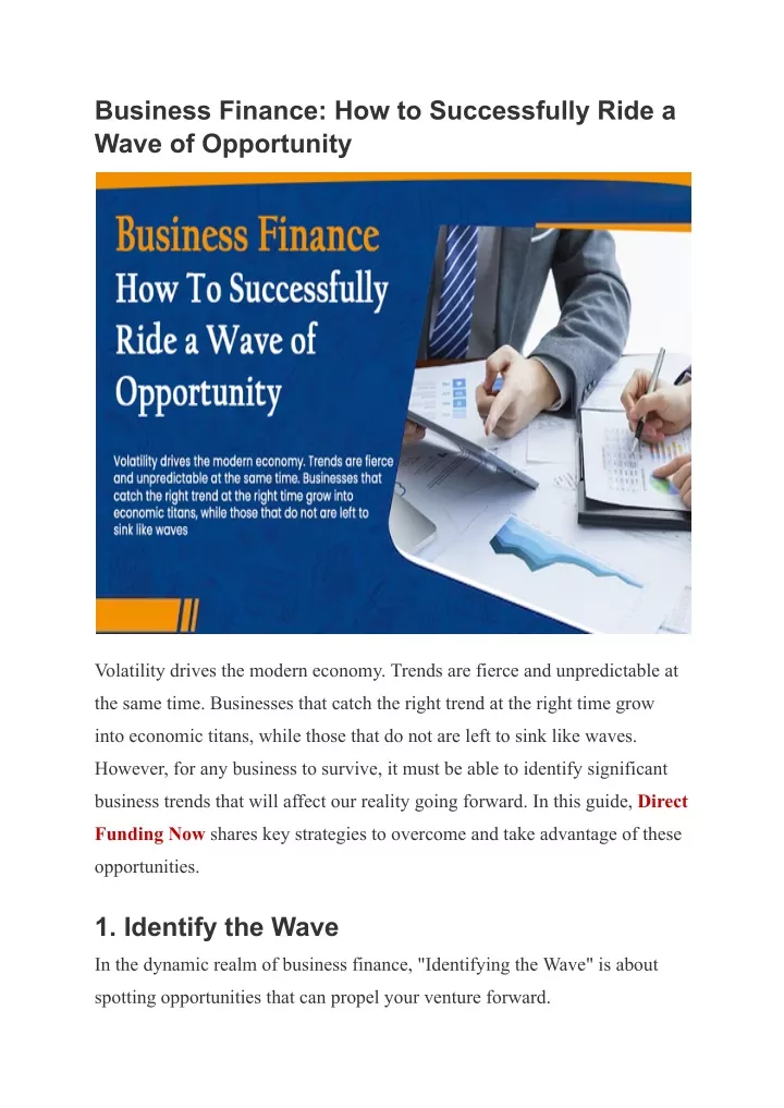 business finance how to successfully ride a wave