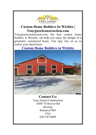 Custom Home Builders In Wichita  Tonygieselconstruction.com