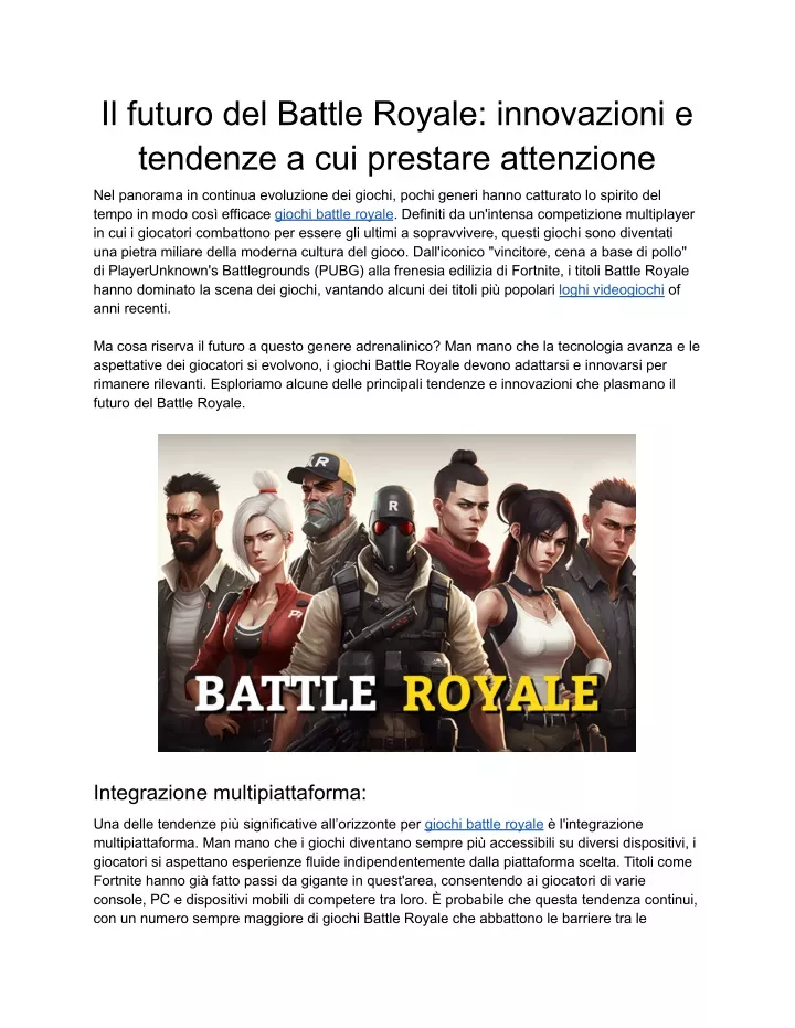 il futuro del battle royale innovazioni