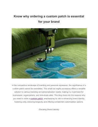 Know why ordering a custom patch is essential for your brand