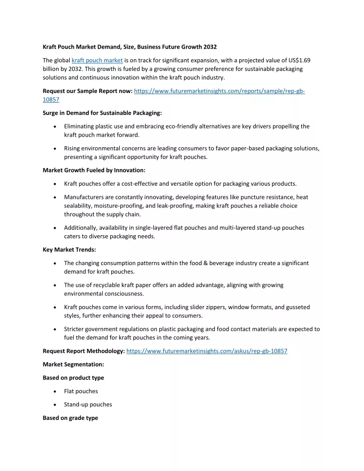 kraft pouch market demand size business future