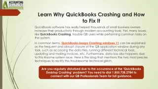 learn why quickbooks crashing and how to fix it