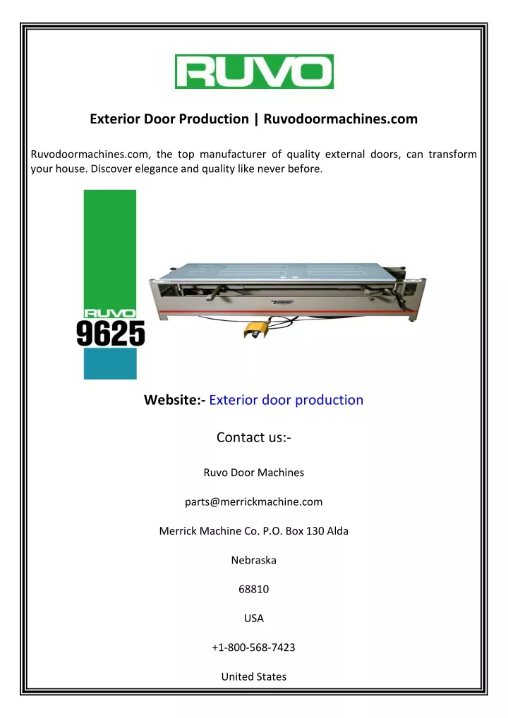 exterior door production ruvodoormachines com