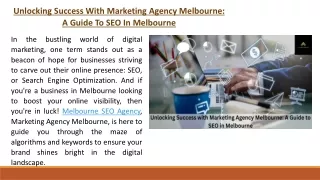 Unlocking Success With Marketing Agency Melbourne A Guide To SEO In Melbourne