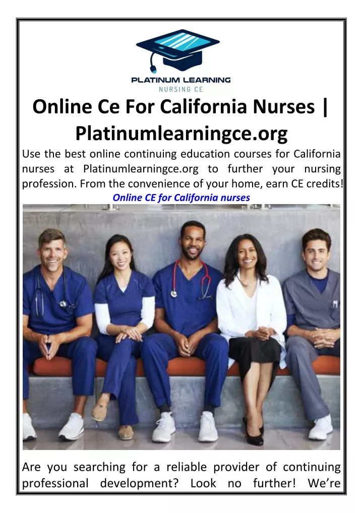 online ce for california nurses