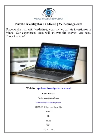 Private Investigator In Miami  Valdesinvgr.com