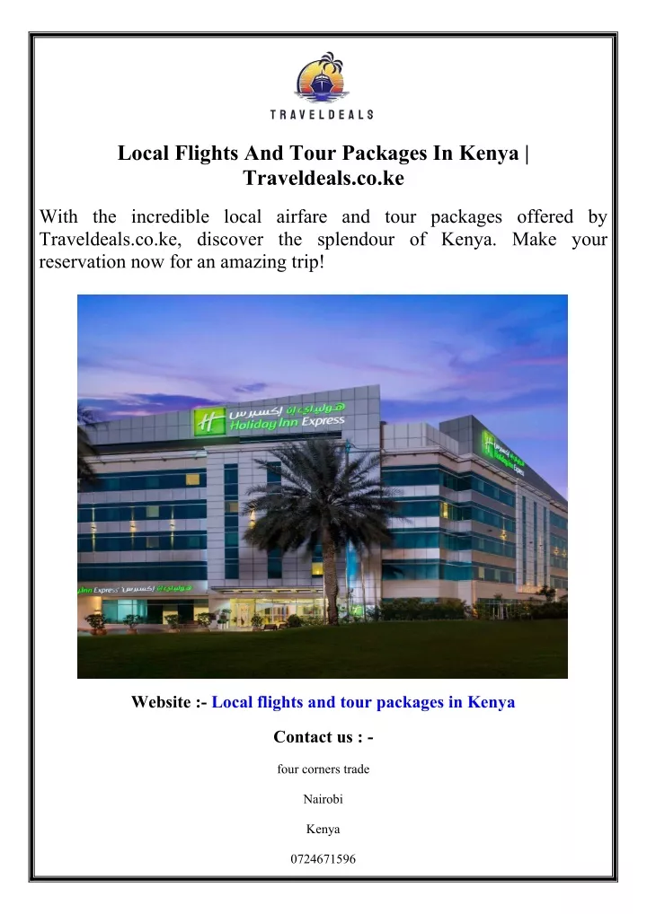 local flights and tour packages in kenya