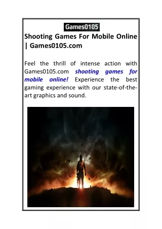Shooting Games For Mobile Online Games0105.com