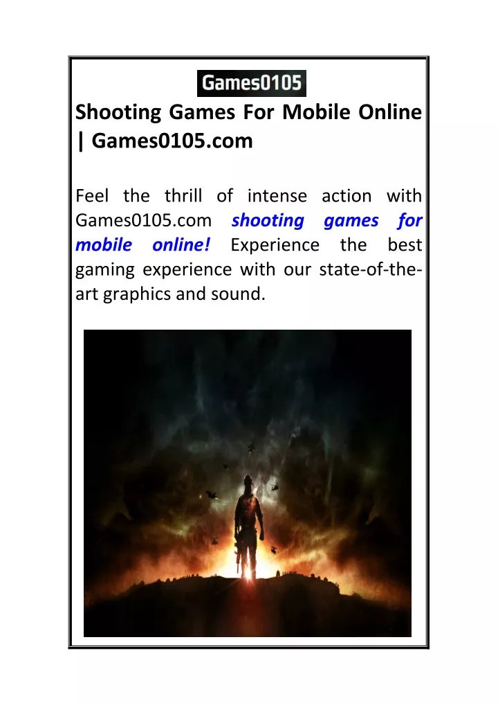 shooting games for mobile online games0105 com