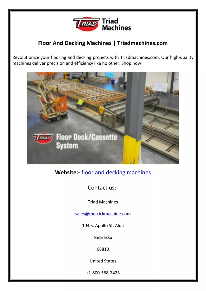 floor and decking machines triadmachines com