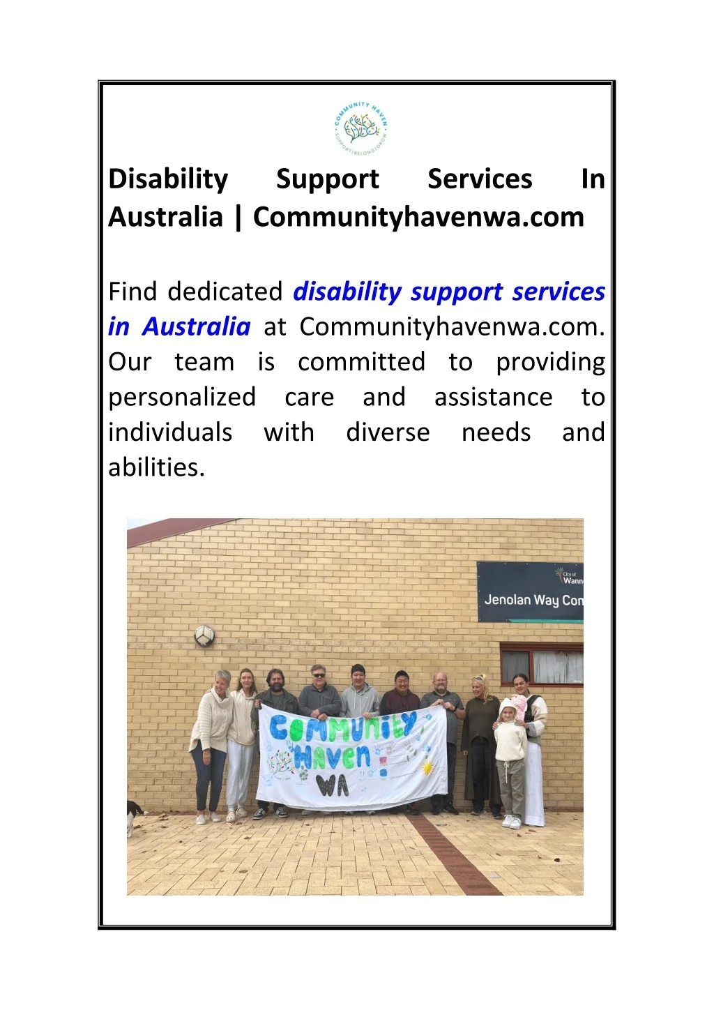 PPT - Disability Support Services In Australia Communityhavenwa.com ...