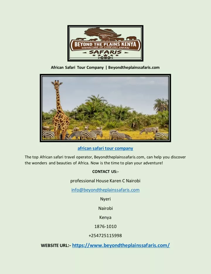 african safari tour company