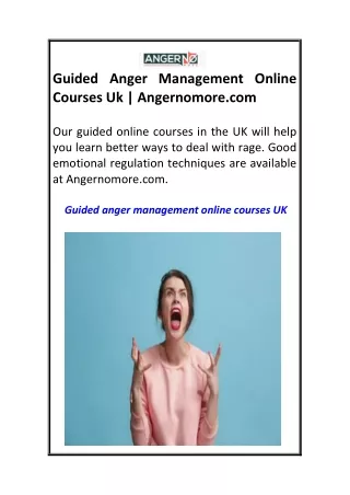 Guided Anger Management Online Courses Uk  Angernomore.com
