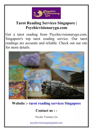 Tarot Reading Services Singapore Psychicvisionarygu.com