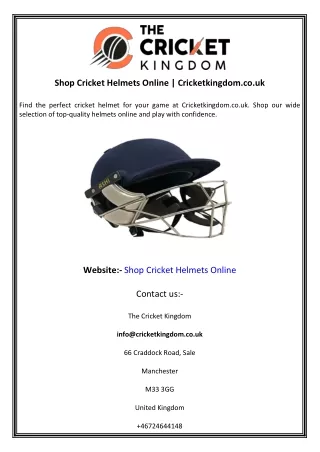 Shop Cricket Helmets Online  Cricketkingdom.co.uk