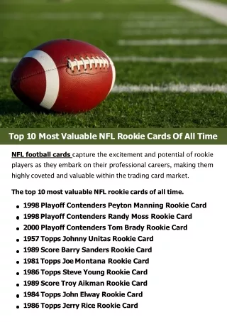 Top 10 Most Valuable NFL Rookie Cards Of All Time