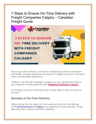 7 Steps to Ensure On-Time Delivery with Freight Companies Calgary