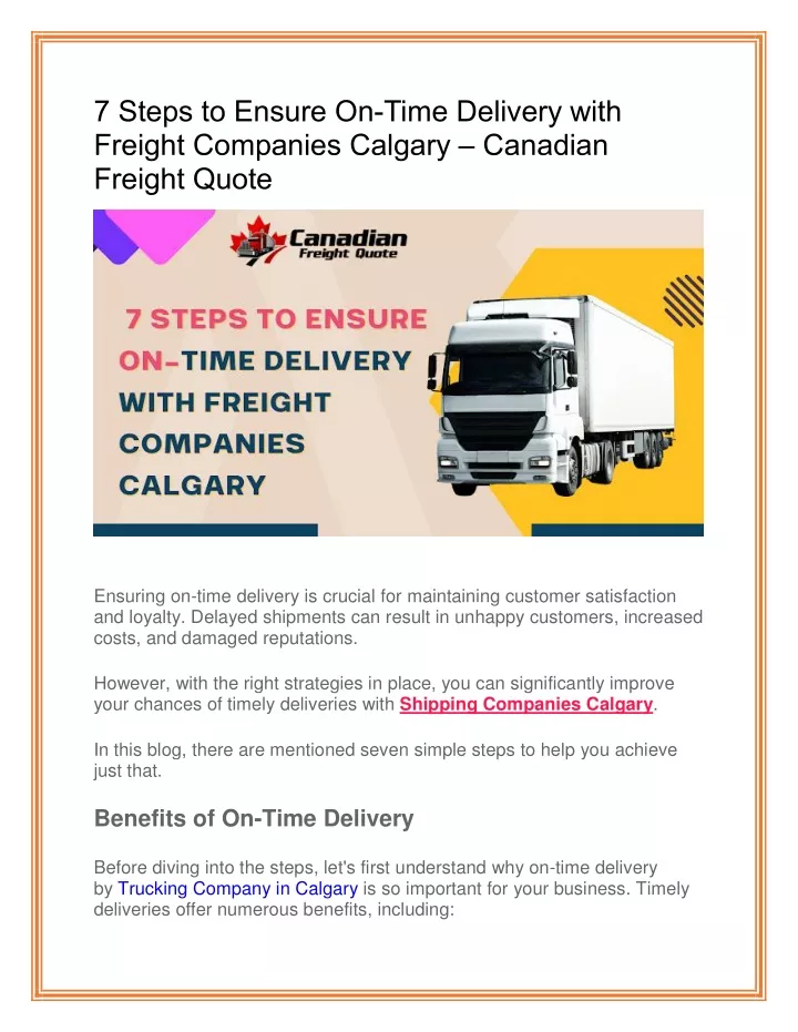 7 steps to ensure on time delivery with freight