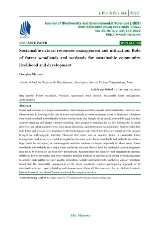 Sustainable natural resources management and utilization: Role of forest woodlan