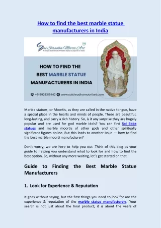 How to find the best marble statue manufacturers in India
