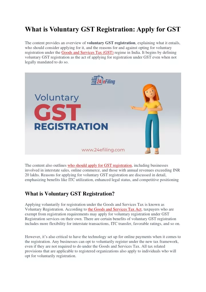 what is voluntary gst registration apply for gst