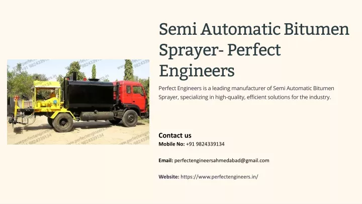 semi automatic bitumen sprayer perfect engineers