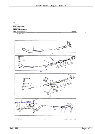 Massey Ferguson MF 165 TRACTOR (GB) Service Parts Catalogue Manual