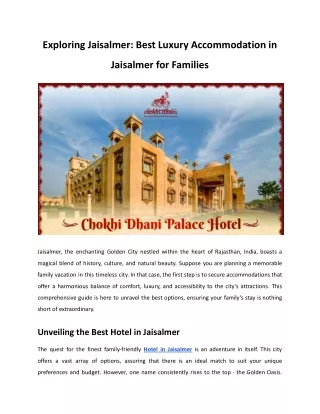 exploring jaisalmer best luxury accommodation in