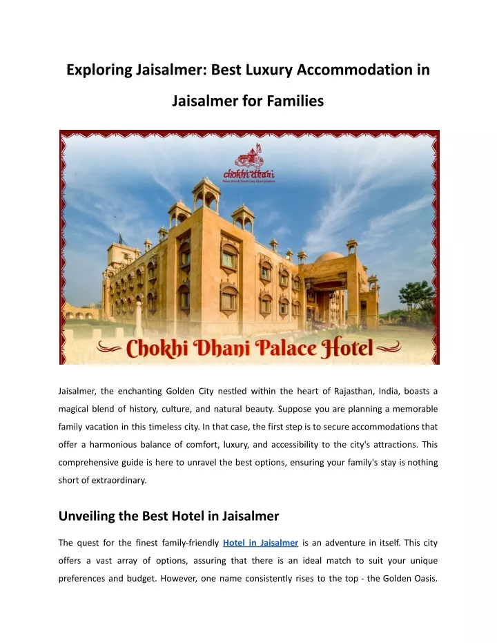 exploring jaisalmer best luxury accommodation in