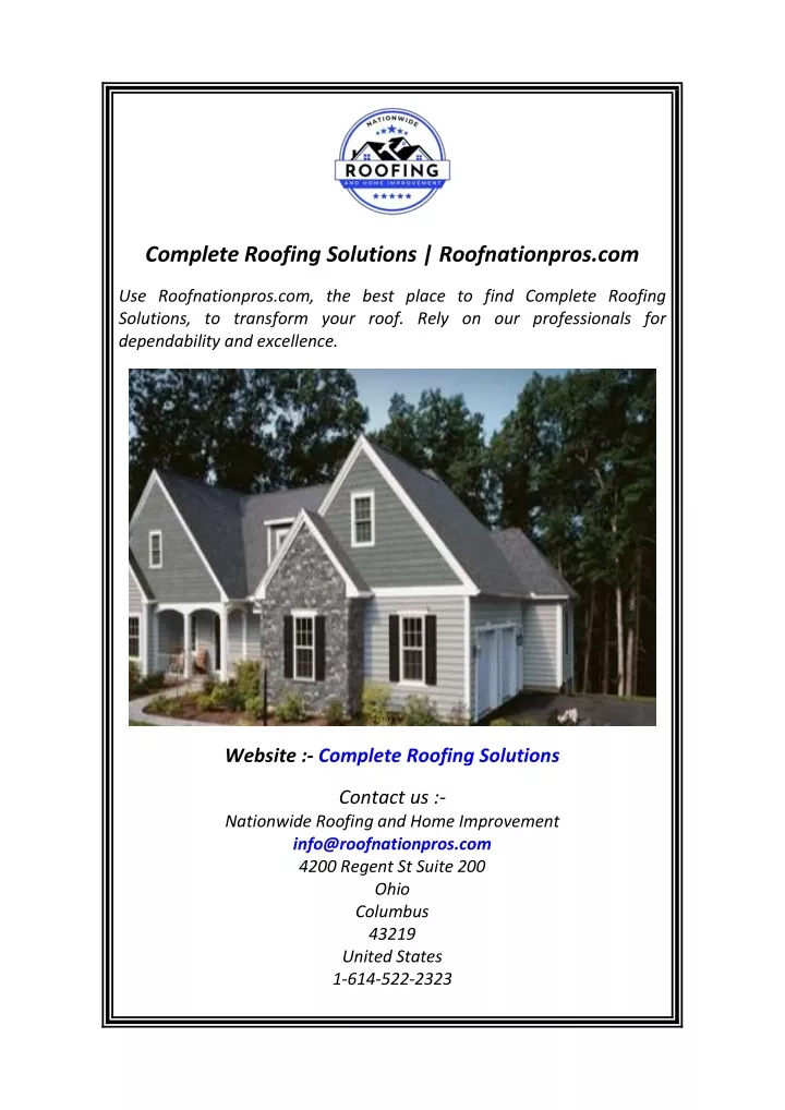 complete roofing solutions roofnationpros com