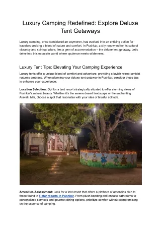 Luxury Camping Redefined_ Explore Deluxe Tent Getaways