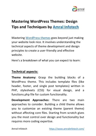 Expert guidance for stunning WordPress themes By Amral Infotech