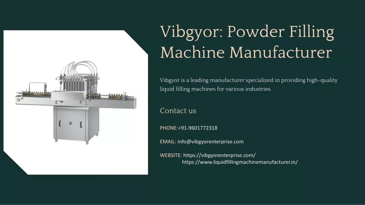vibgyor powder filling machine manufacturer