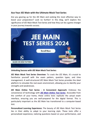 Ace Your JEE Main with the Ultimate Mock Test Series