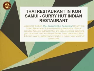 Thai Restaurant in Koh Samui - Curry Hut Indian Restaurant